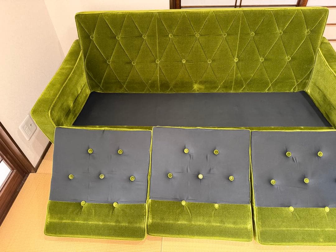 カリモク 60 ロビーチェア3シータ モケットグリーン