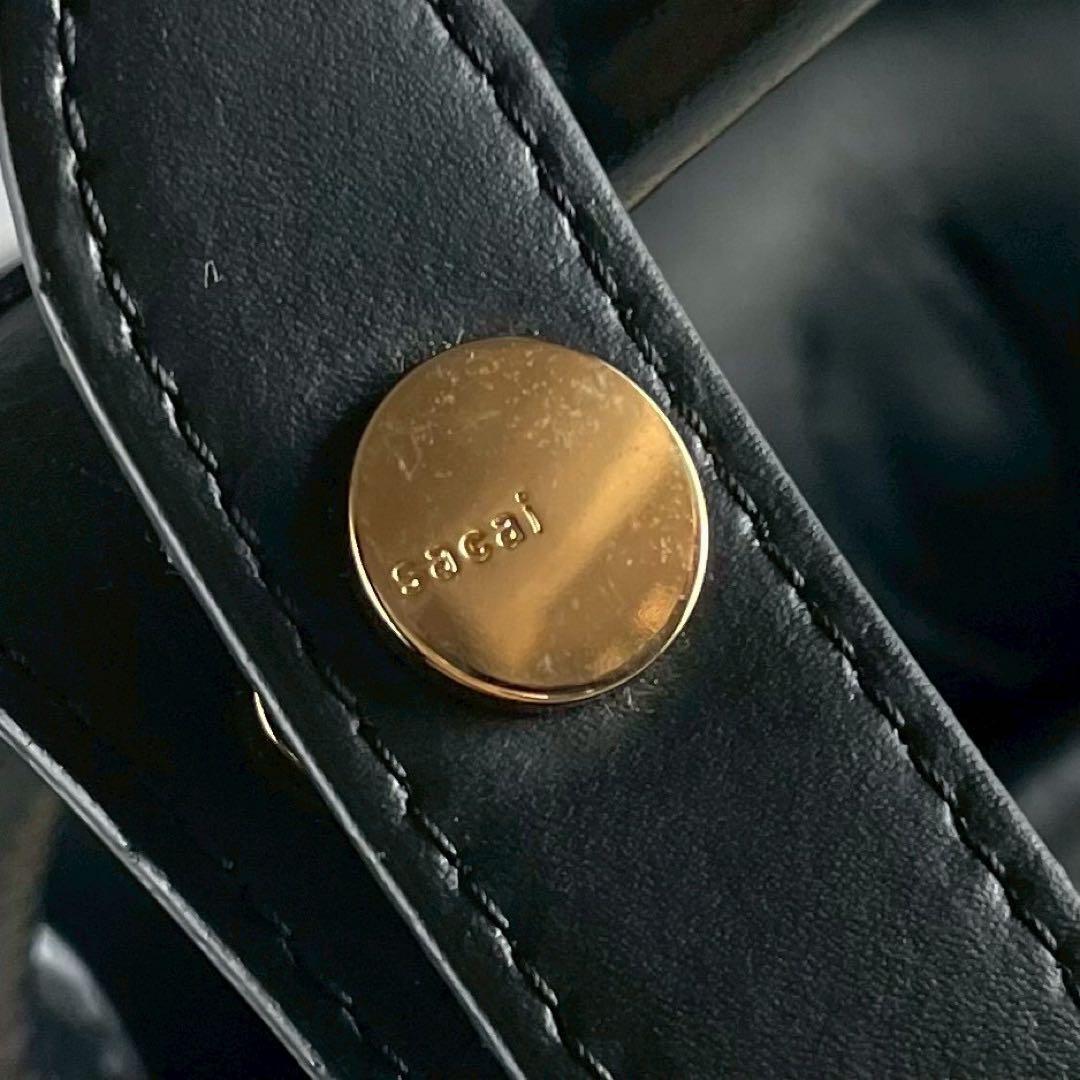 バッグ Sacai Mint Leather Basket Tote Bag Black