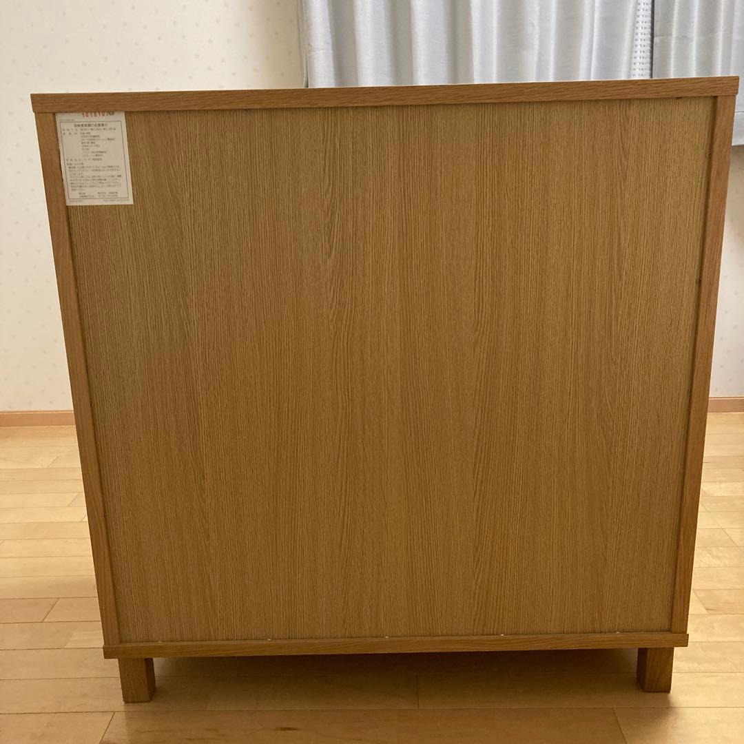 無印良品 キャビネット ガラス扉 観音開き 脚付　天然木 オーク材
