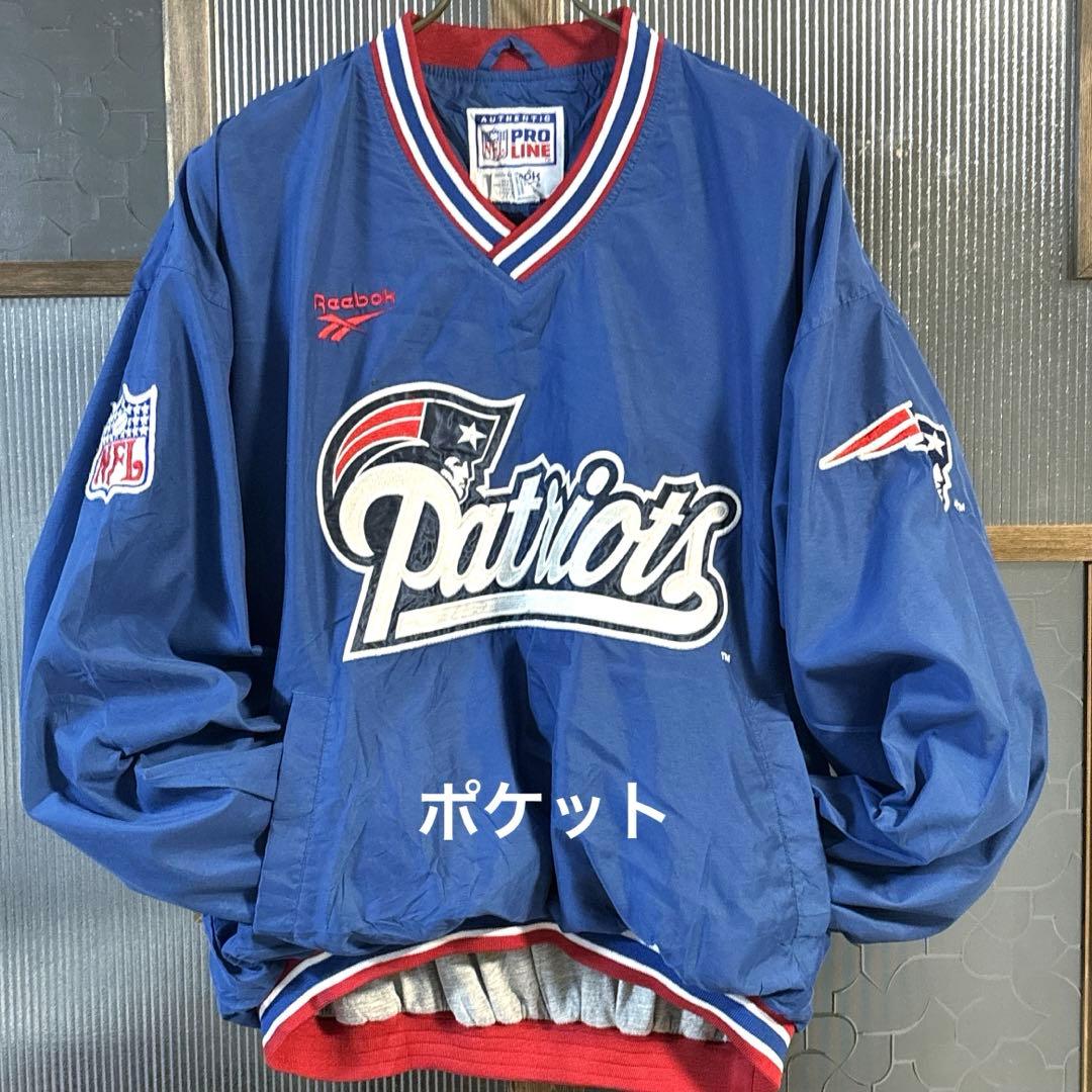 90s US古着　Reebok NFL ナイロンプルオーバー　M 青バック刺繍