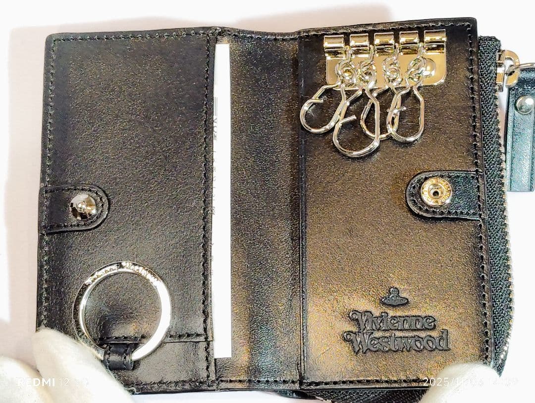 Vivienne Westwood ロゴ押印 レザーキーケース ブラック