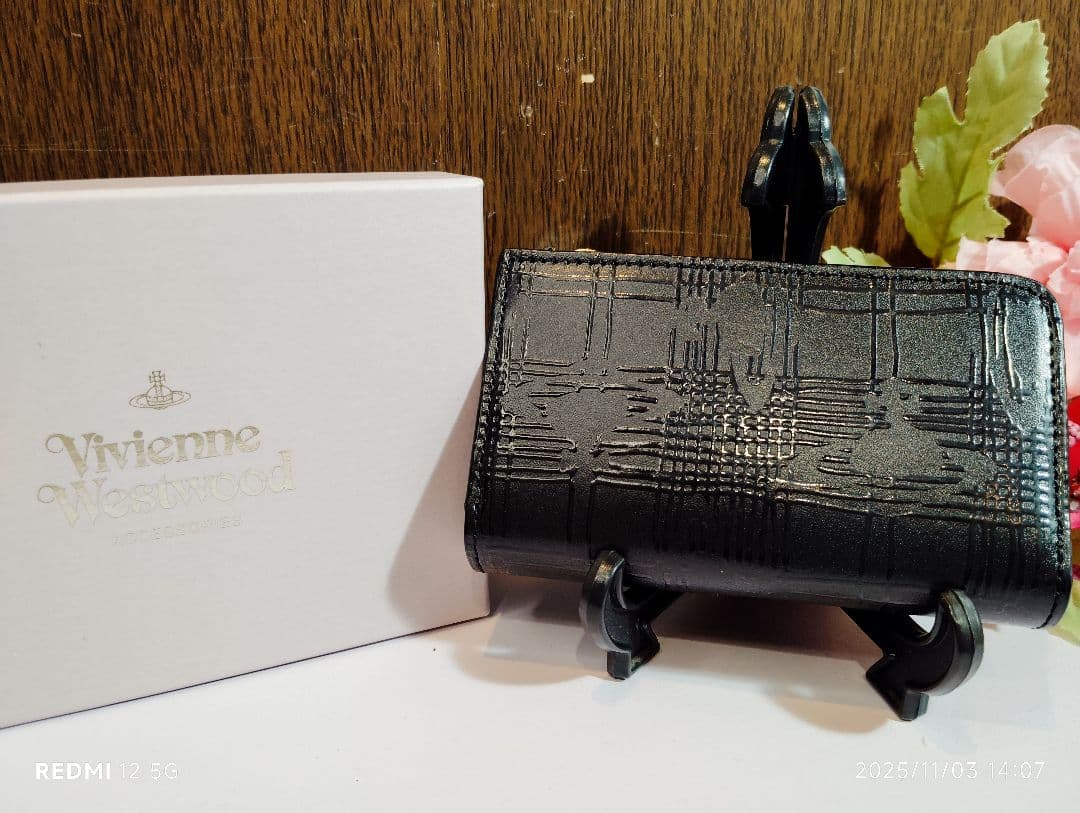 Vivienne Westwood ロゴ押印 レザーキーケース ブラック