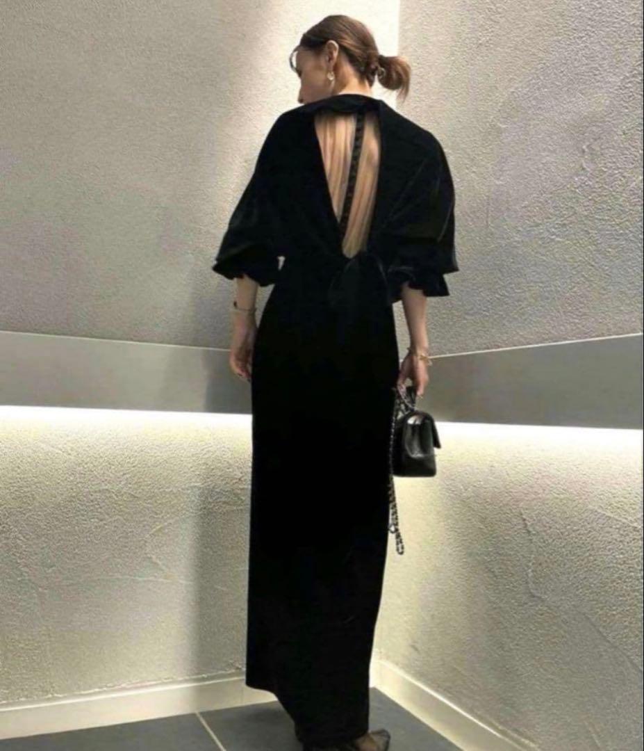 ワンピース AmeriVintage 2WAY CURVE VELOURS DRESS