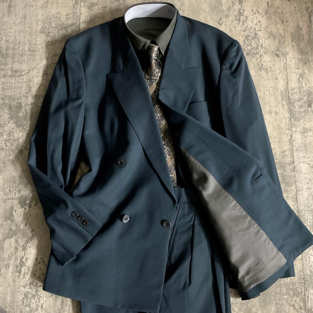 希少 クラシックティール ダブルブレストスーツ × TIFFANY ネクタイ