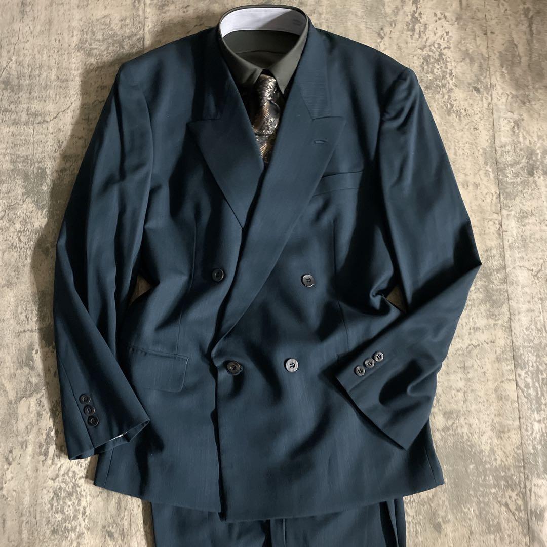 希少 クラシックティール ダブルブレストスーツ × TIFFANY ネクタイ