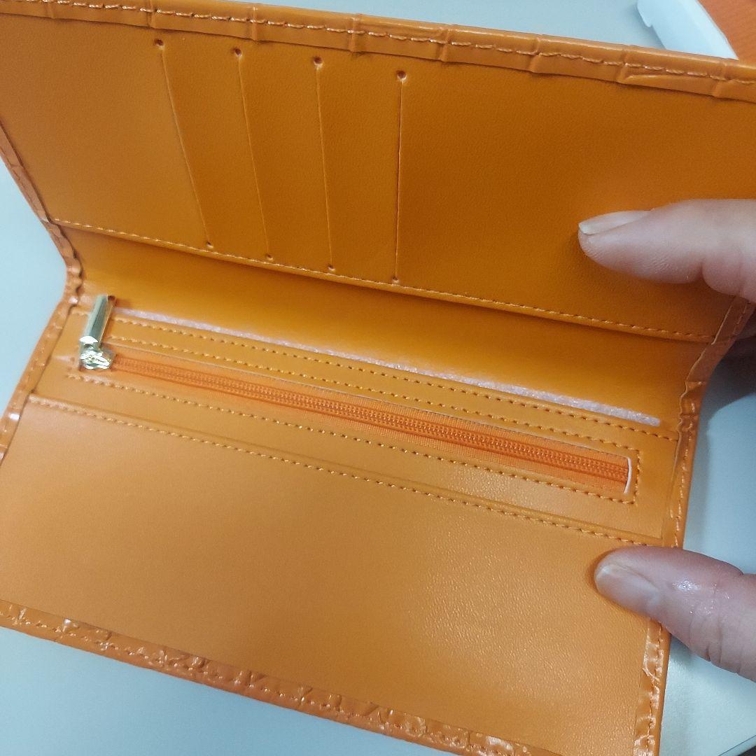 【限定】皇居長財布 クロコ型押し オレンジ　新品