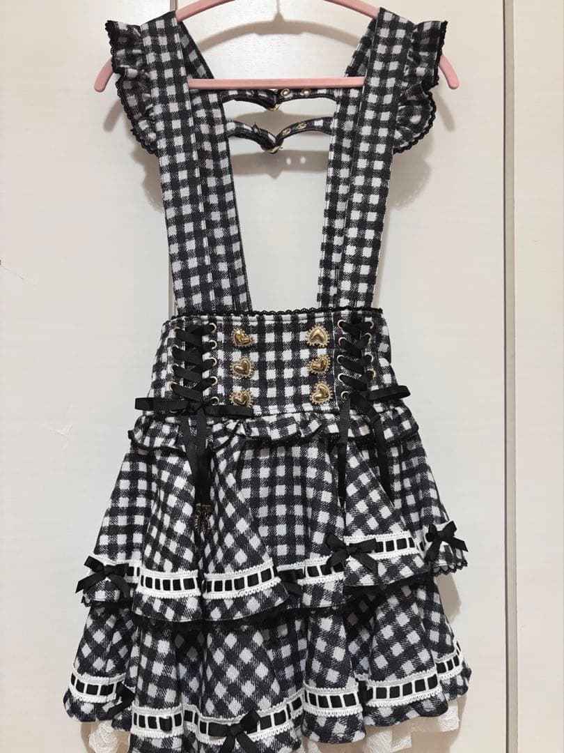 【LIZLISA リズリサ】はしごリボンギンガムティアードスカパン ブラック