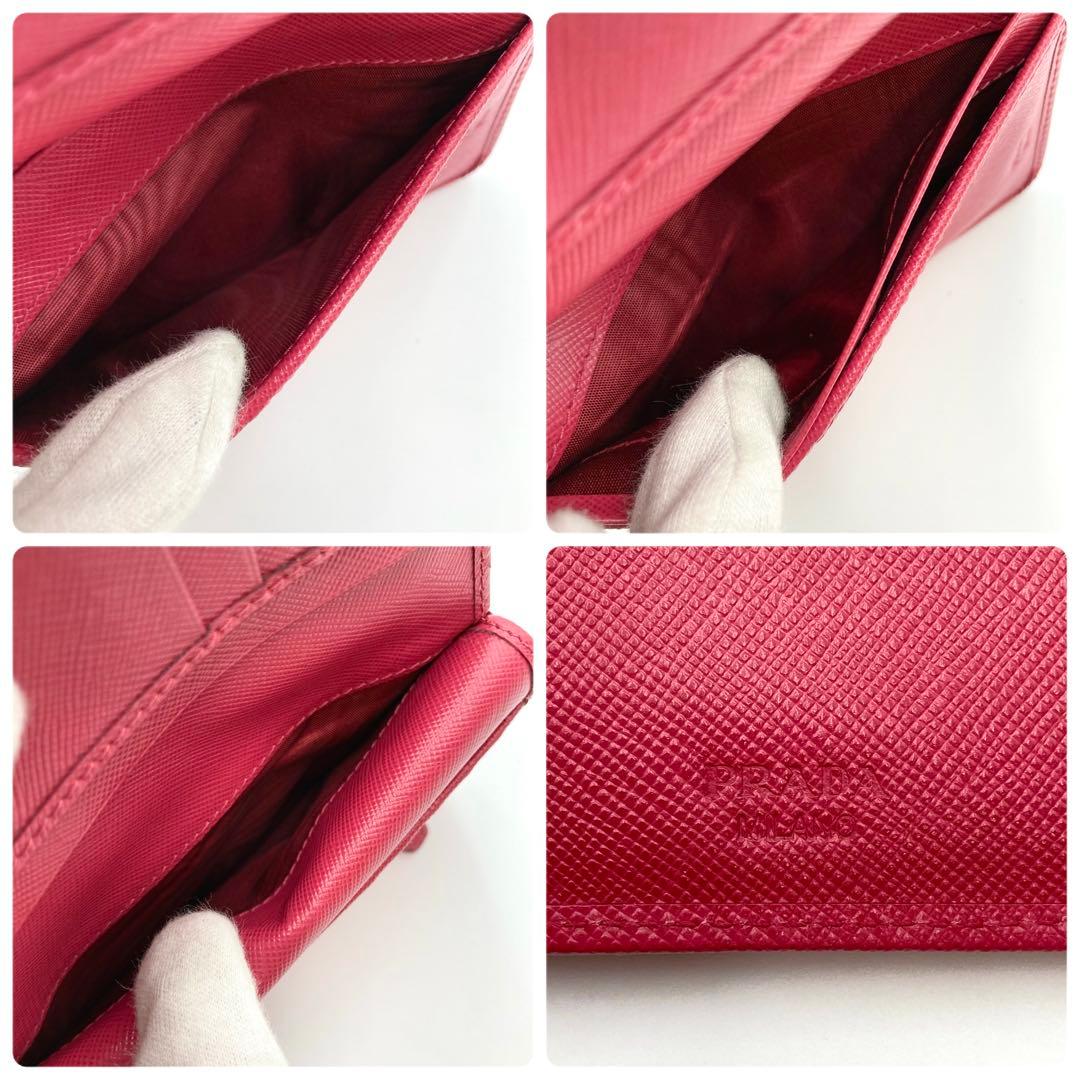 さとみ✨PRADA 1M1225 二つ折り財布 ピンク サフィアーノレザー