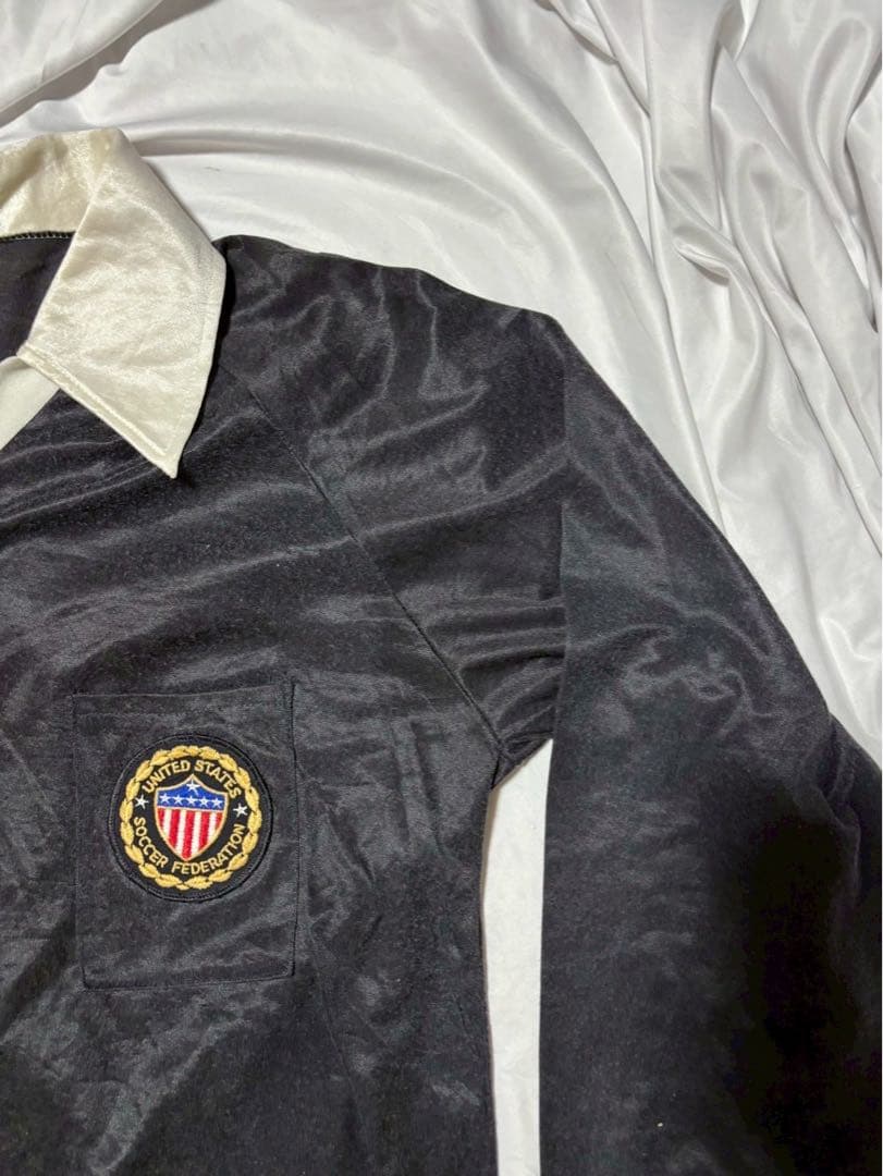 ロゴ刺繍 長袖サッカー　レフリーシャツ US古着 USSF 80S
