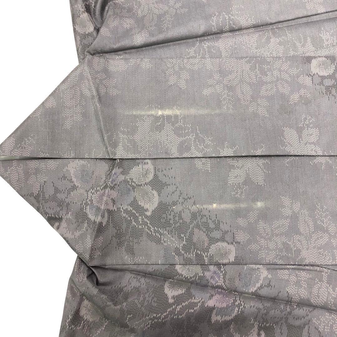 本場大島紬 証紙付 横双 花模様 葡萄鼠色 KK-1764