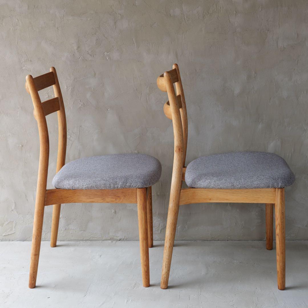 フルメンテ済　日進木工 スタッキングチェア オールドオーク2脚　全面研磨座面新品