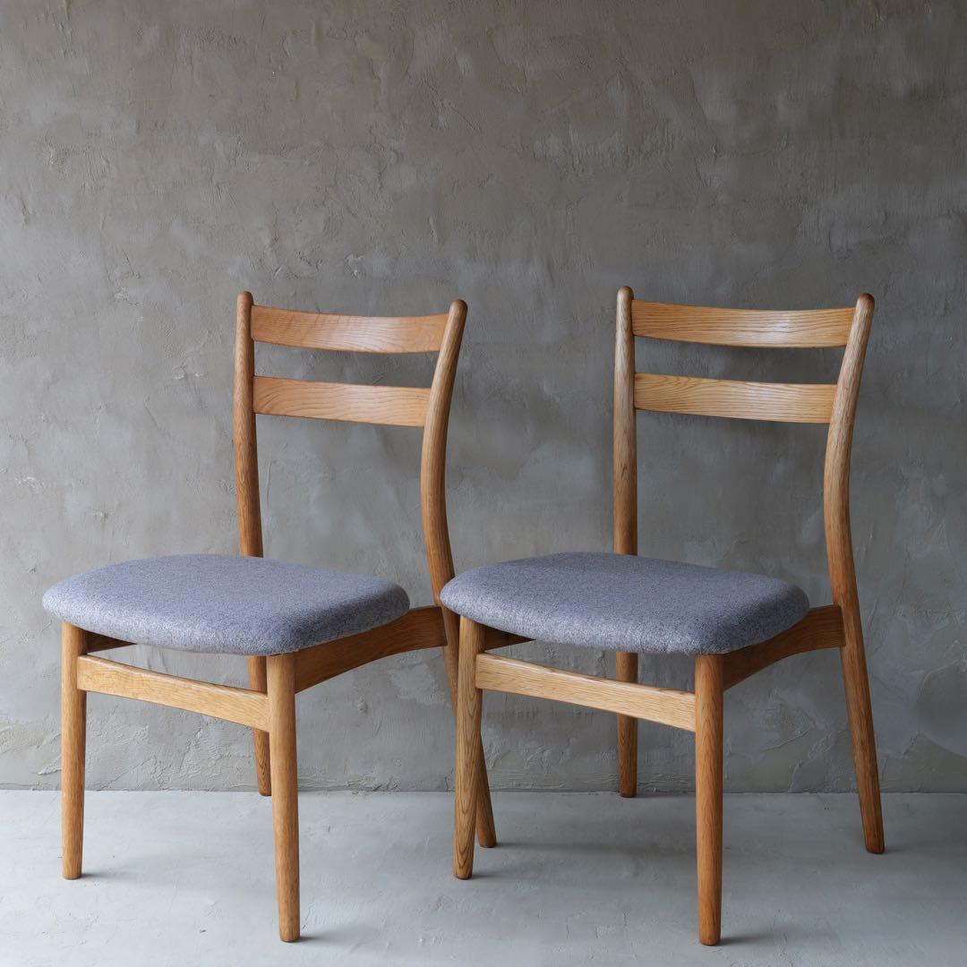 フルメンテ済　日進木工 スタッキングチェア オールドオーク2脚　全面研磨座面新品