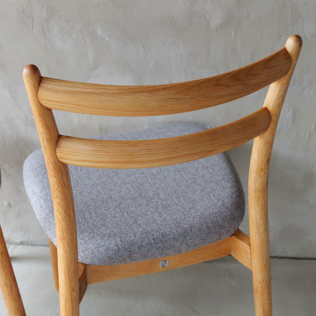 フルメンテ済　日進木工 スタッキングチェア オールドオーク2脚　全面研磨座面新品