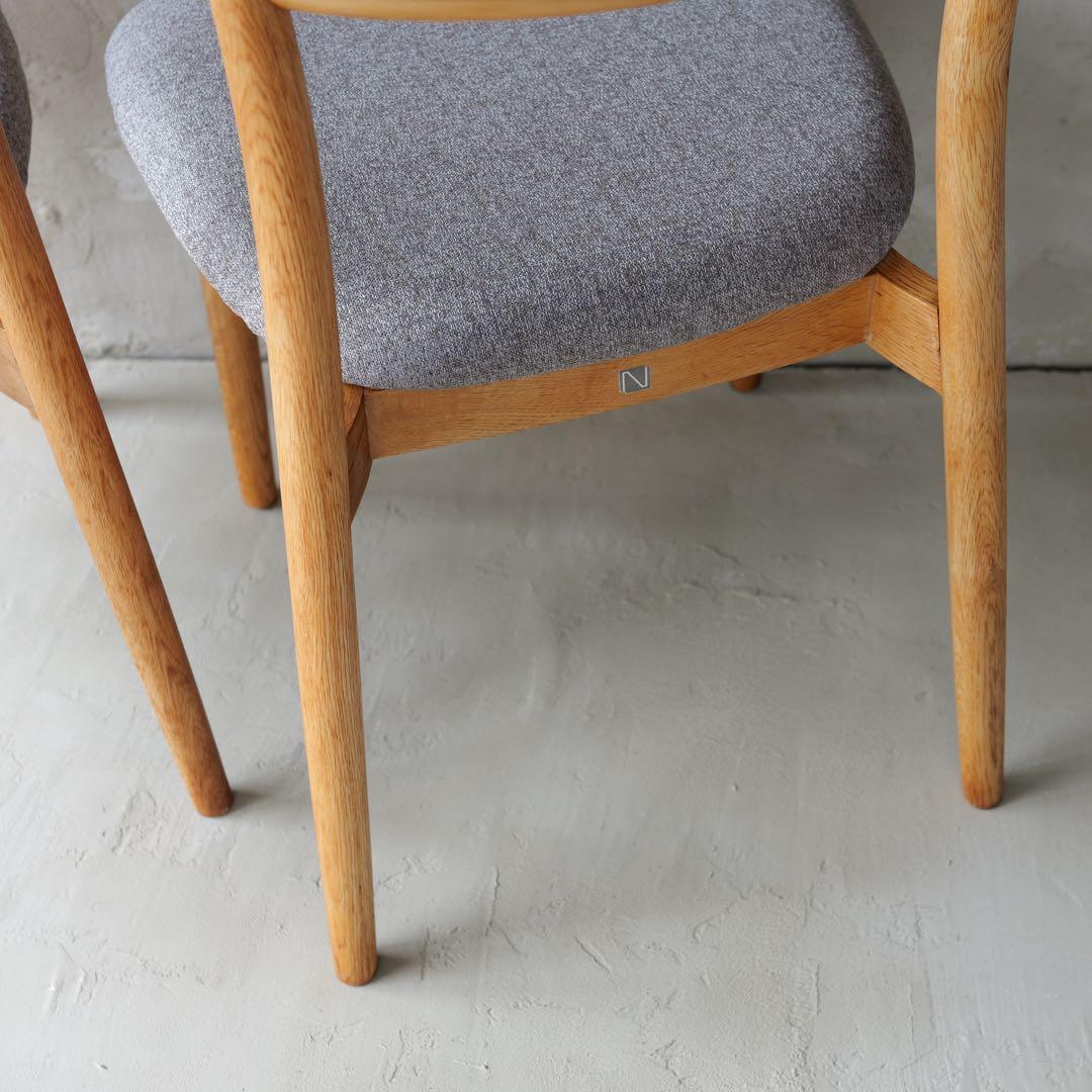 フルメンテ済　日進木工 スタッキングチェア オールドオーク2脚　全面研磨座面新品