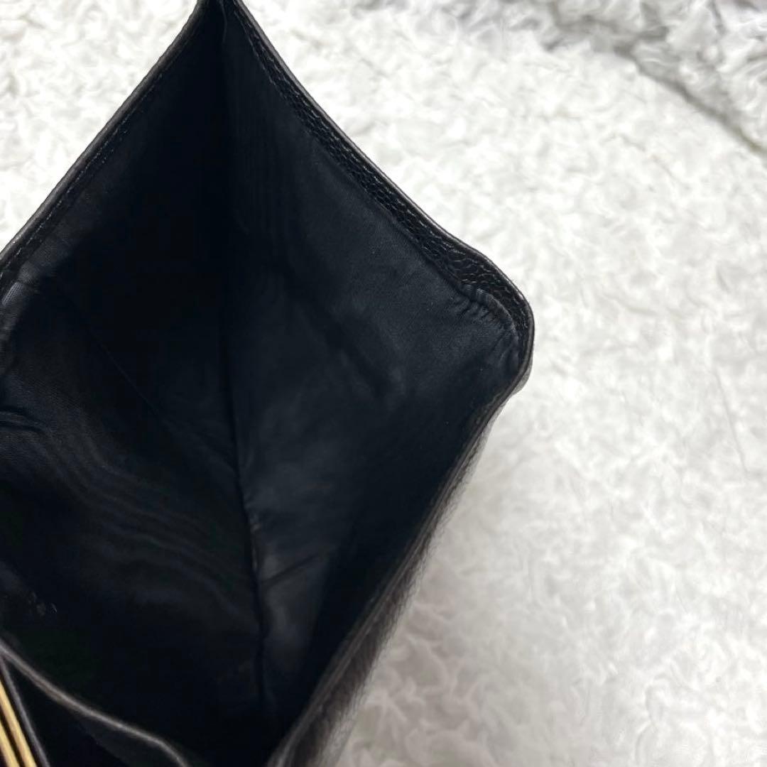 箱付✨CHANEL ブラック　キャビアスキン　レザー　長財布　がま口　ゴールド