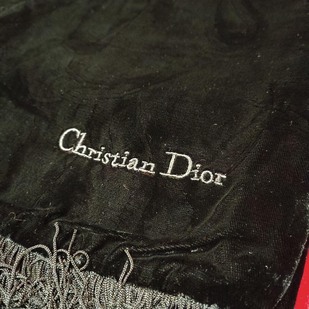 美品　クリスチャンディオール ブラック　ベルベット ストール　ショール