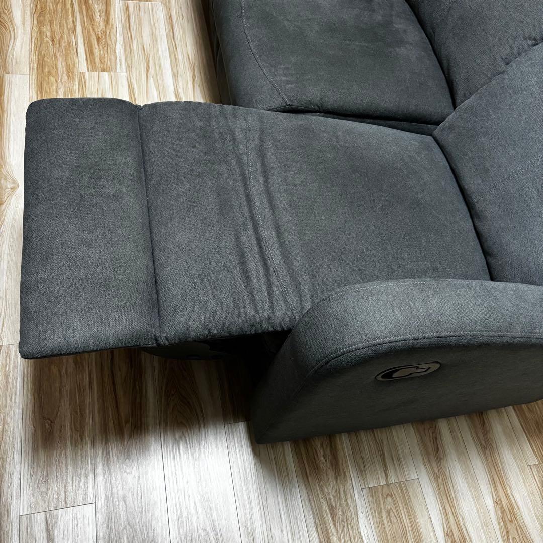 送料無料 ソファ グレー 3人掛け リクライニング 手動 説明書付き 関家具