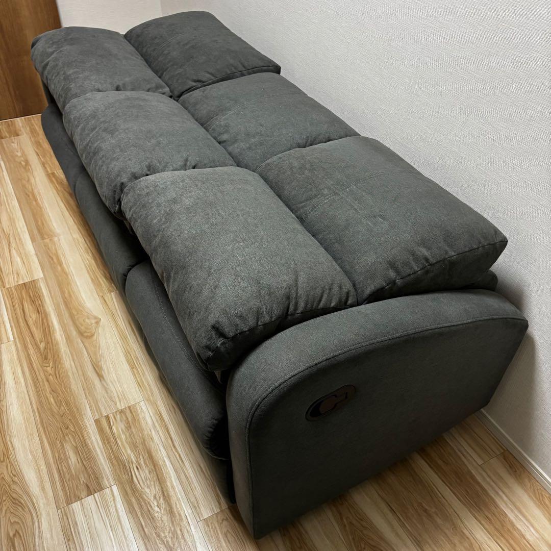 送料無料 ソファ グレー 3人掛け リクライニング 手動 説明書付き 関家具
