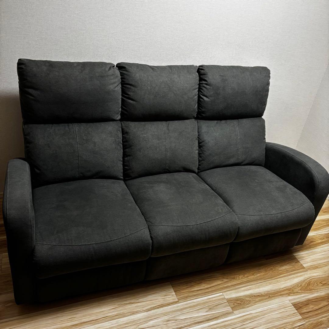 送料無料 ソファ グレー 3人掛け リクライニング 手動 説明書付き 関家具