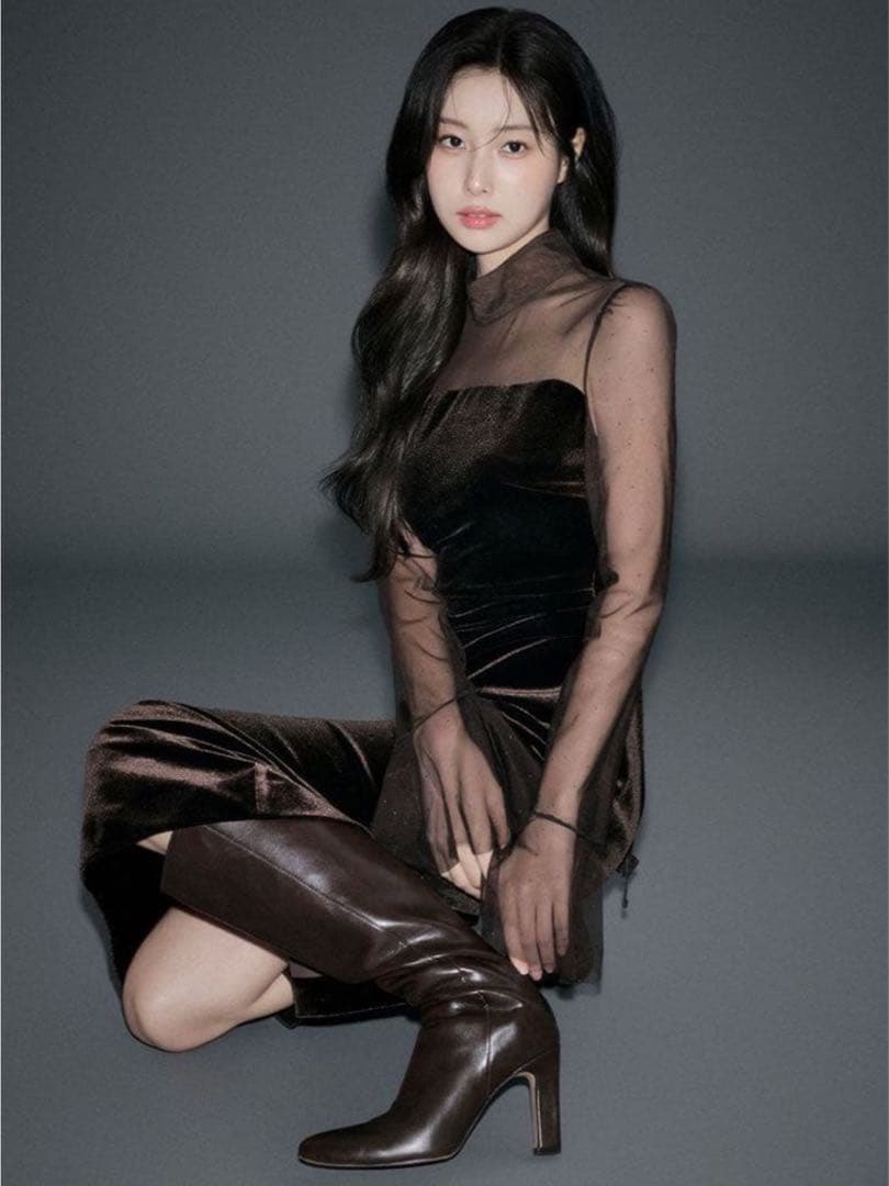 【新品未使用】SNIDEL♡シアードッキングベロアドレス ブラウン 1サイズ