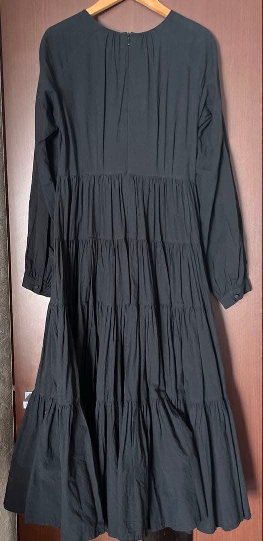 foufou ラグランスリーブティアードワンピース ブラック S