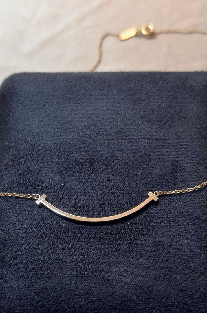 Tiffany & Co. K18PG ティファニーT スマイルペンダント