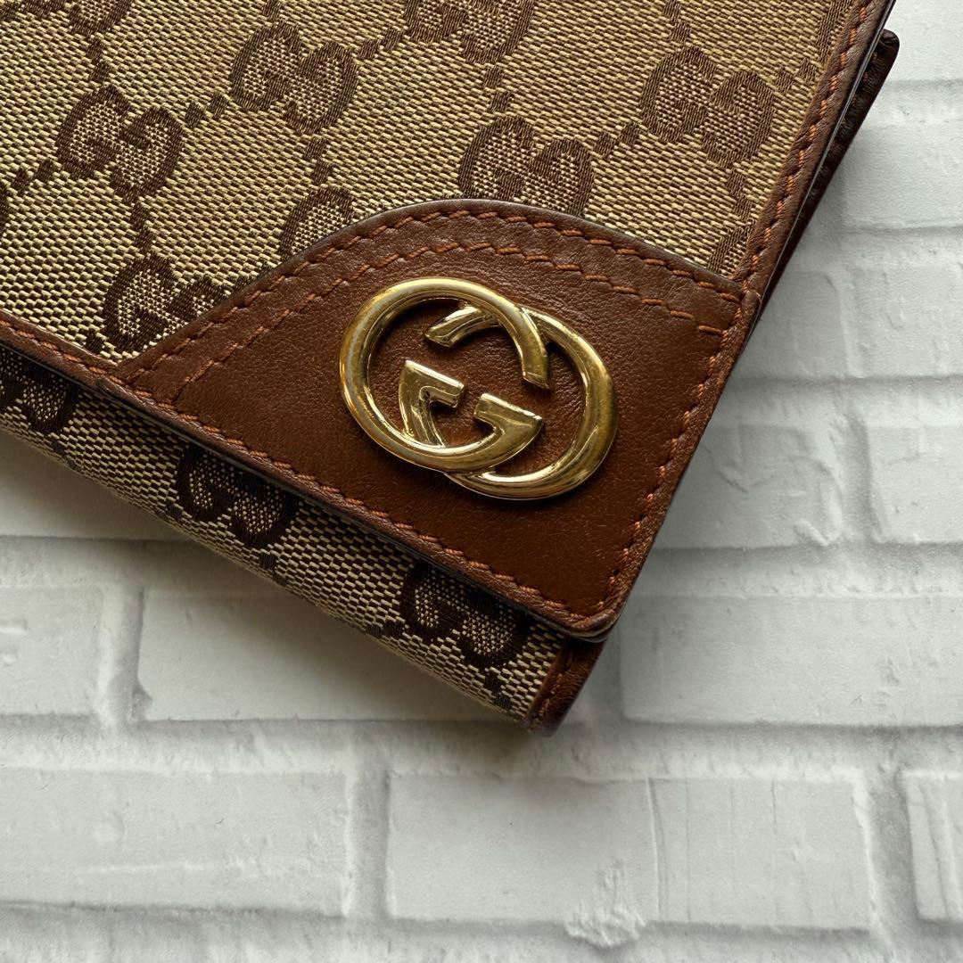 【GUCCI】GGマーク・キャンバス生地二つ折り財布