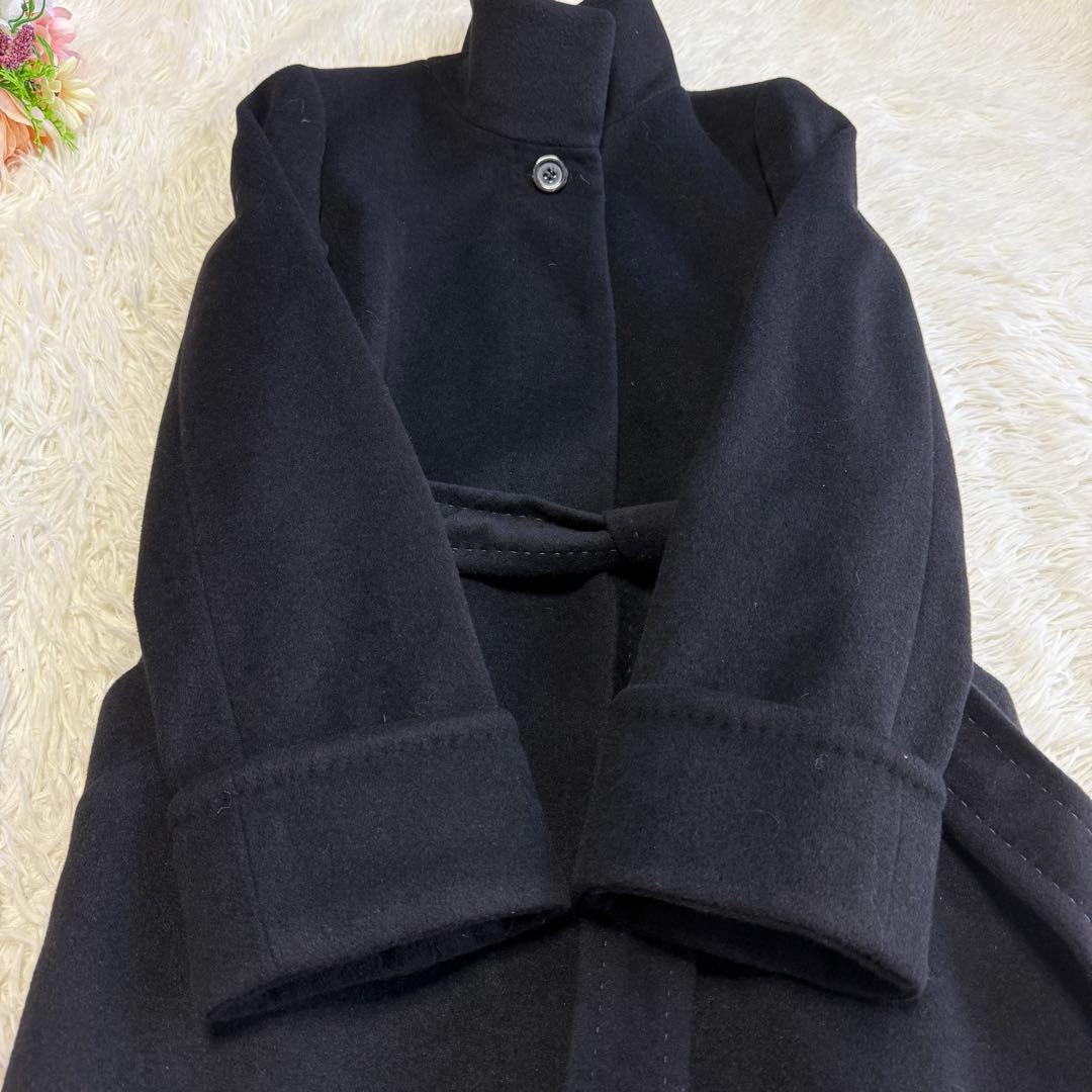 【アクアスキュータム】美品 ウールコート アンゴラ混 ブラック レディース