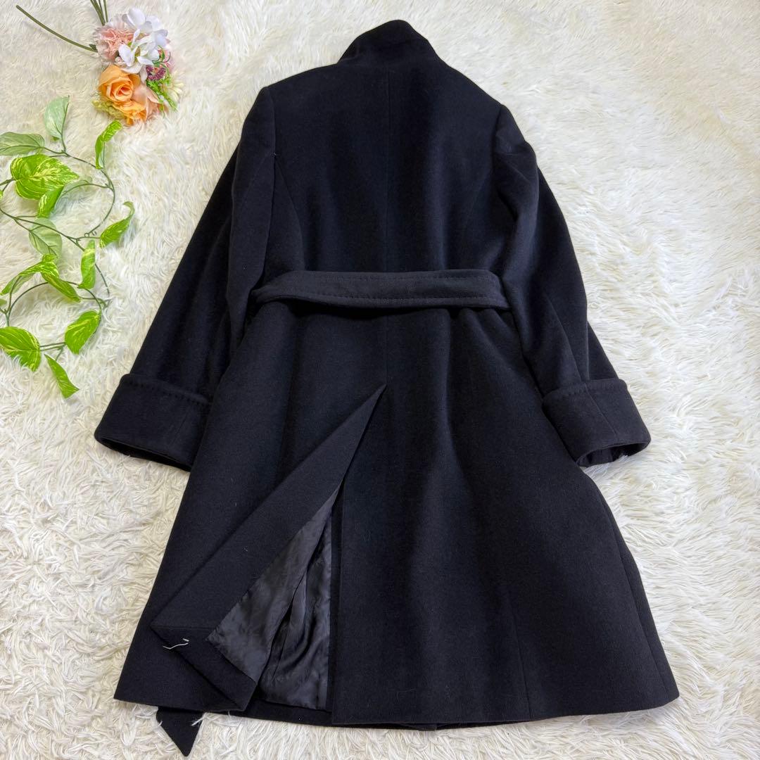 【アクアスキュータム】美品 ウールコート アンゴラ混 ブラック レディース