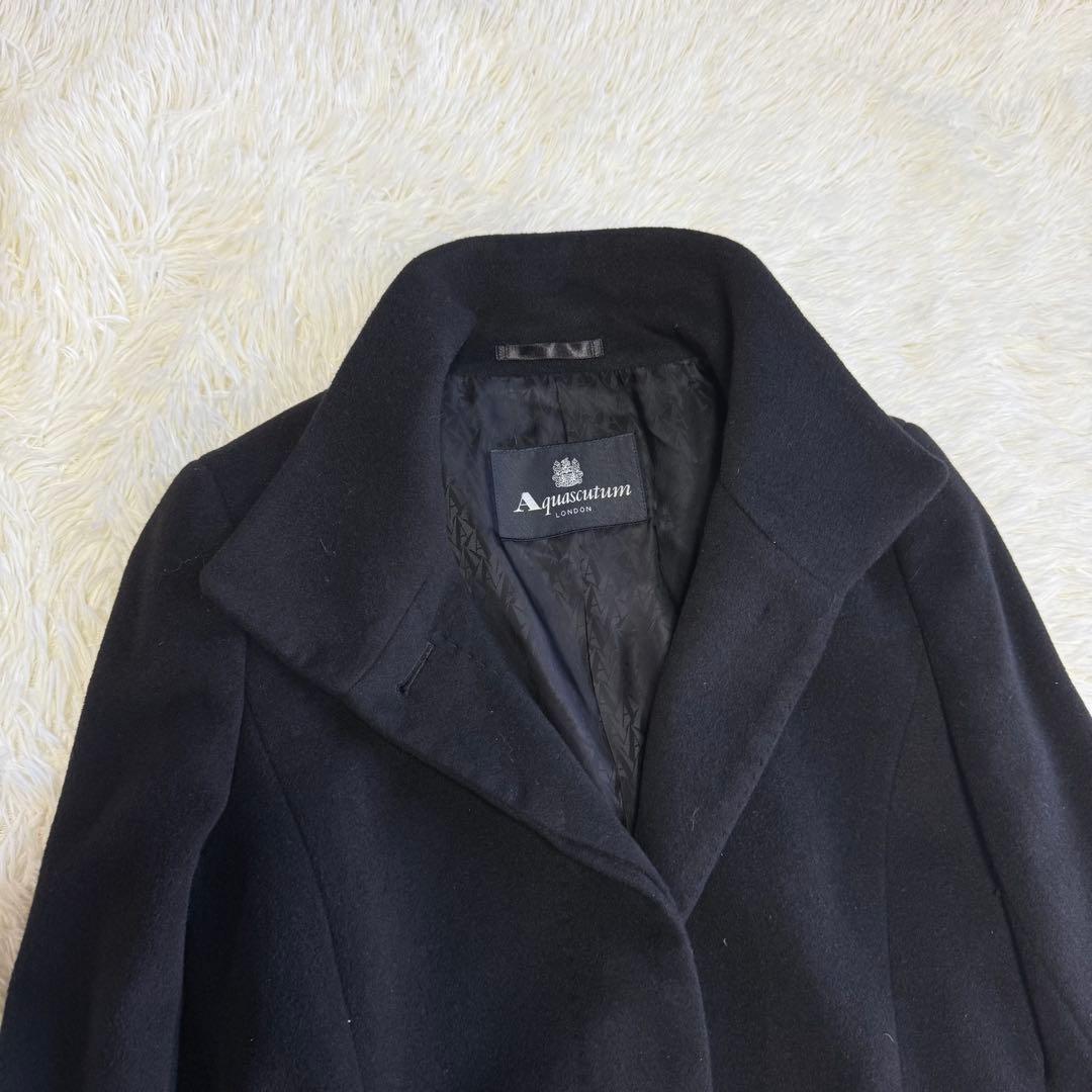 【アクアスキュータム】美品 ウールコート アンゴラ混 ブラック レディース
