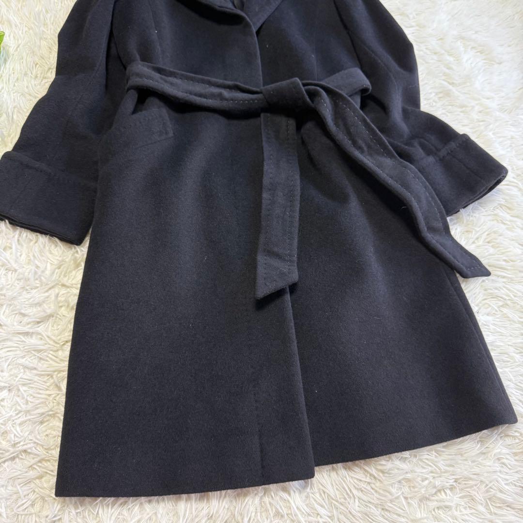 【アクアスキュータム】美品 ウールコート アンゴラ混 ブラック レディース