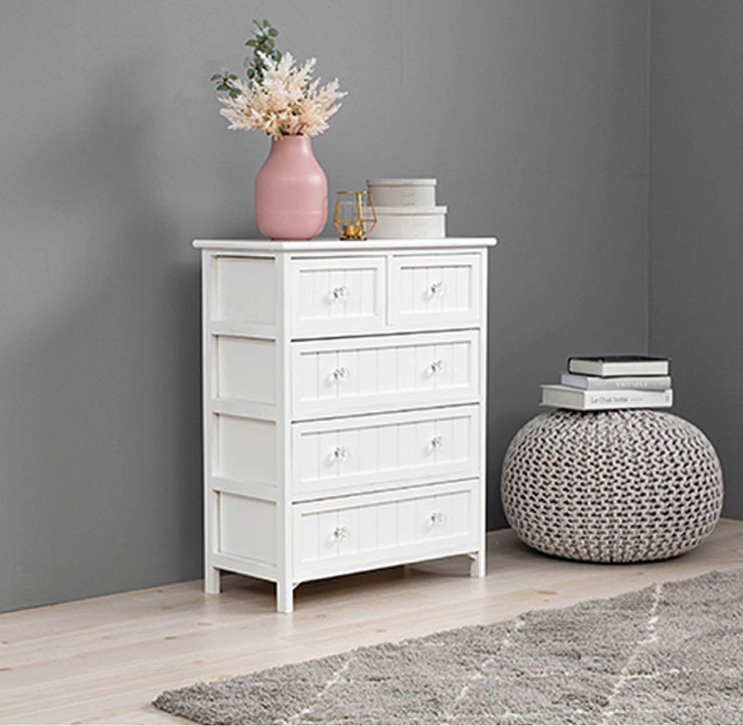 B-Company ホワイトチェスト（4段５引き出し）