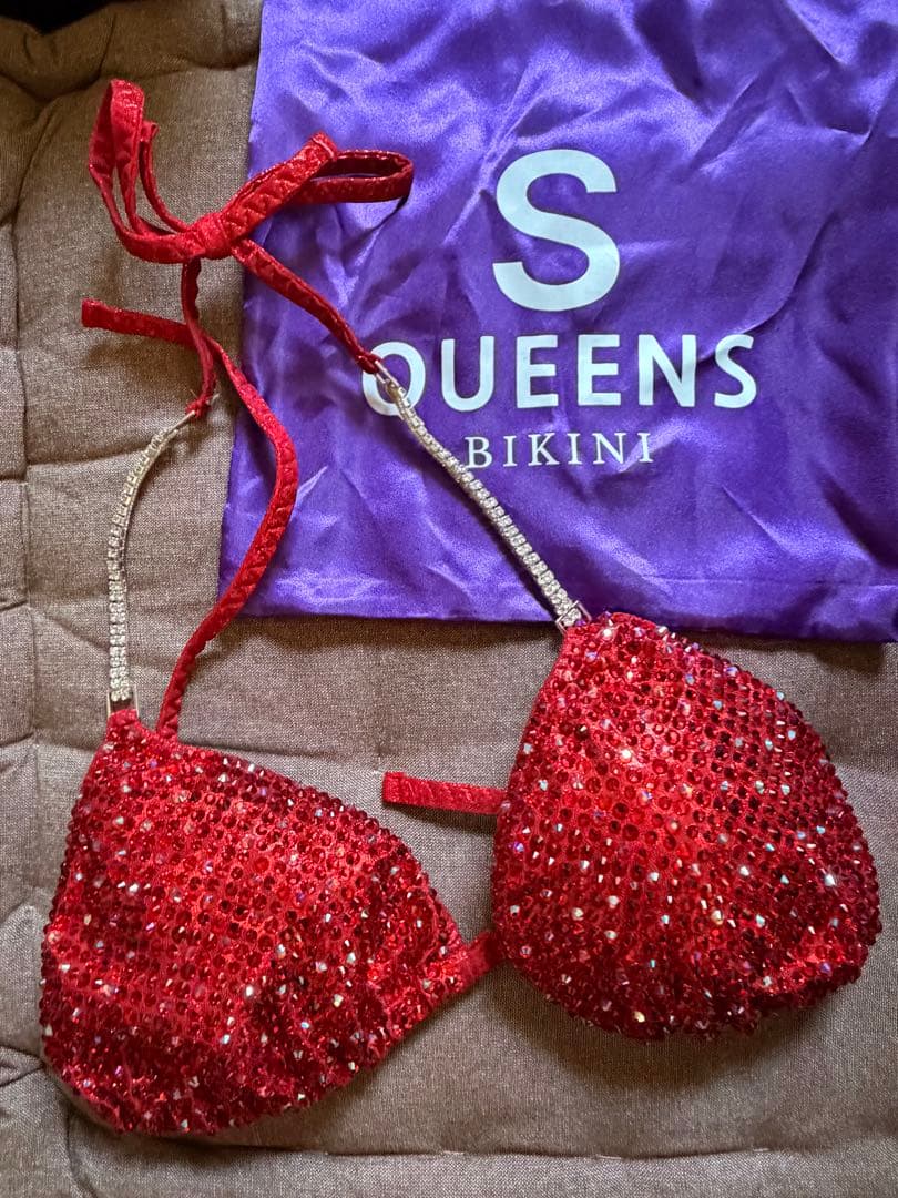 S QUEENS ビジュー付きレッドビキニ 大会用