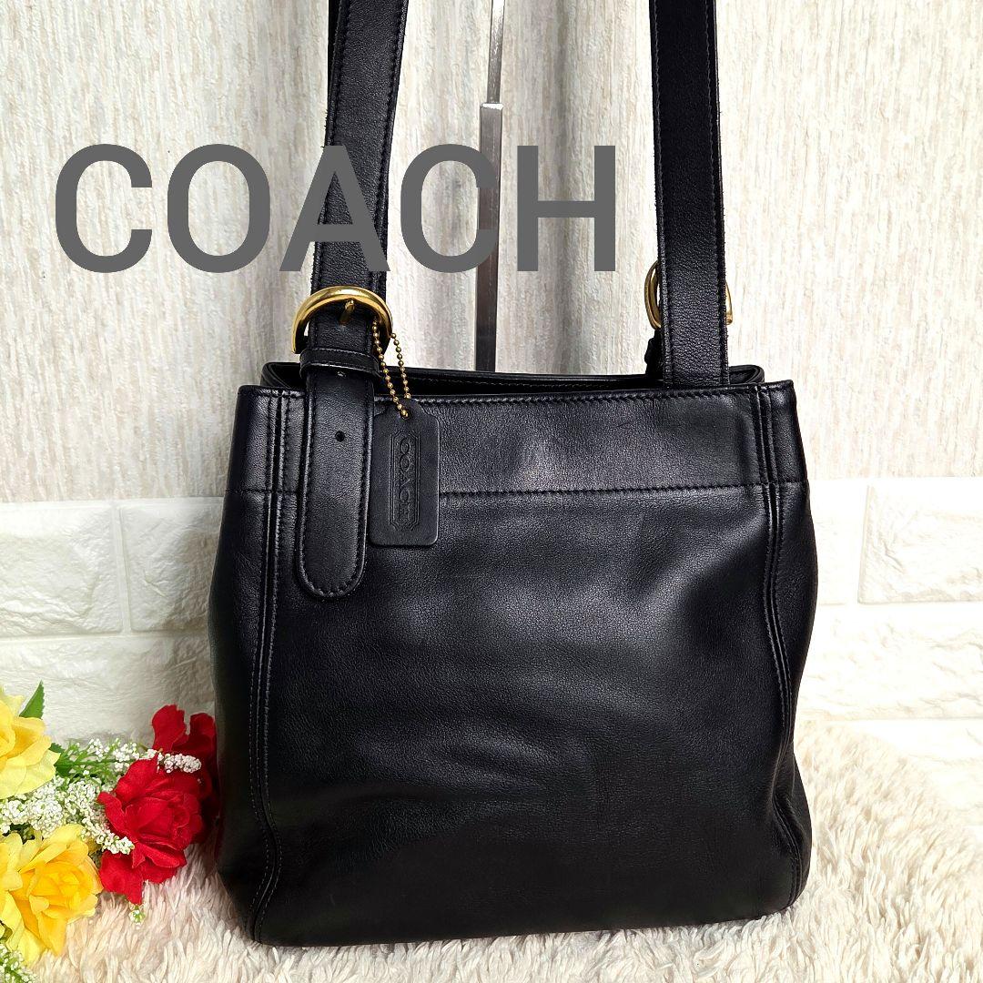 COACH オールドコーチ　ワンショルダーバッグ　トートバッグ　レザーブラック