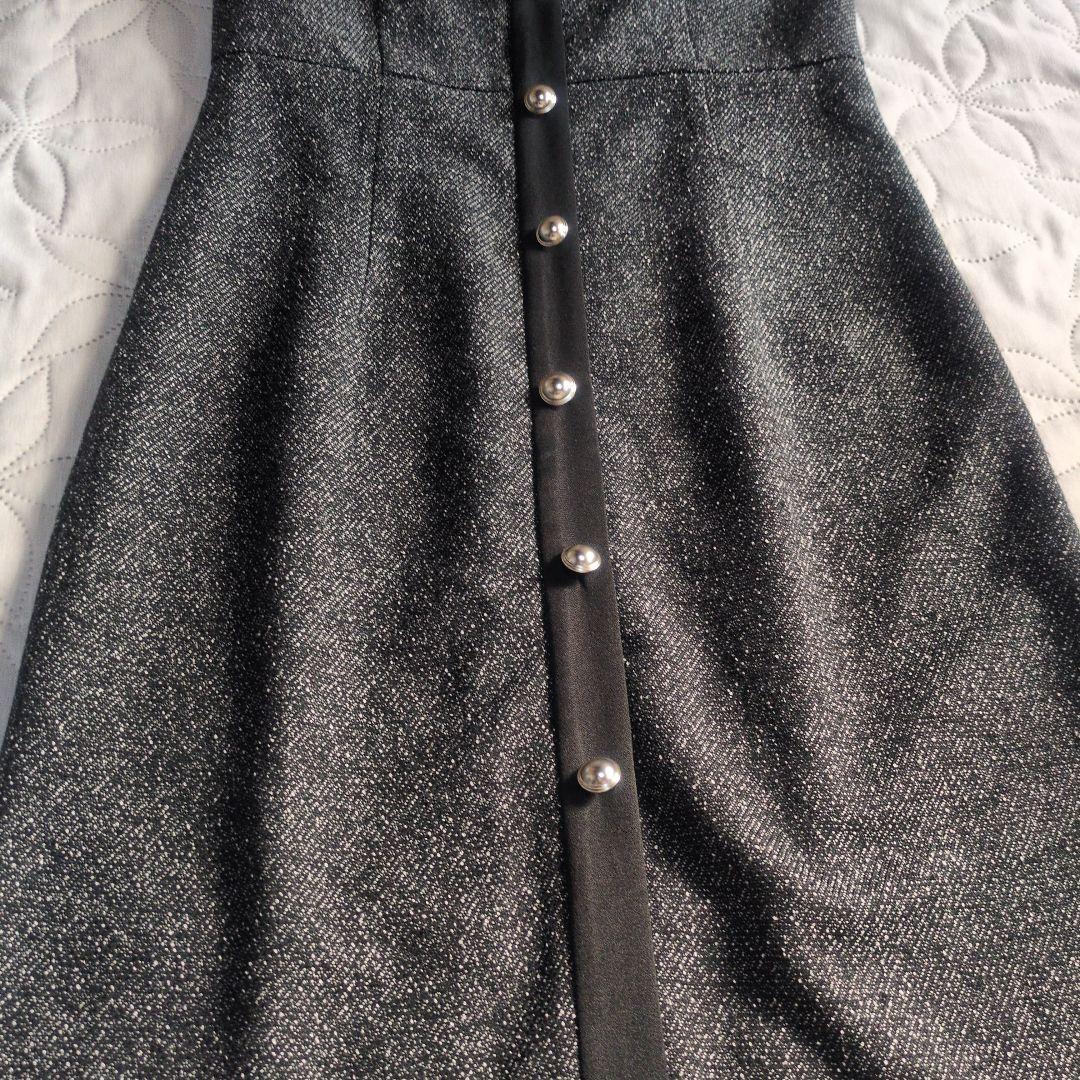 プロポーションボディドレッシング　ツイードロングジャンスカ　グレー×ブラック