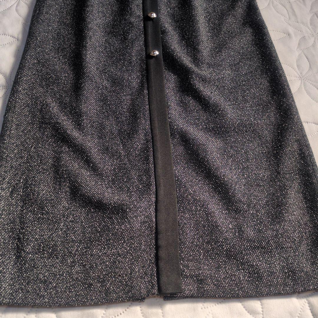 プロポーションボディドレッシング　ツイードロングジャンスカ　グレー×ブラック