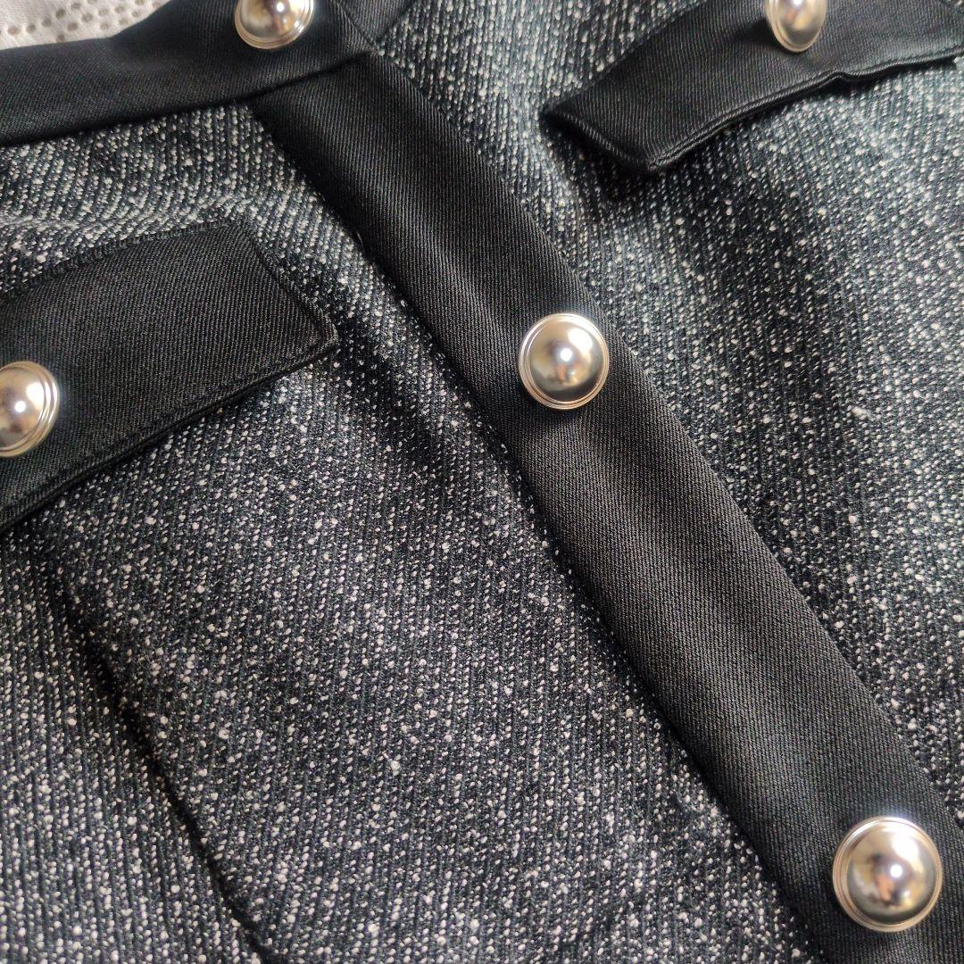 プロポーションボディドレッシング　ツイードロングジャンスカ　グレー×ブラック