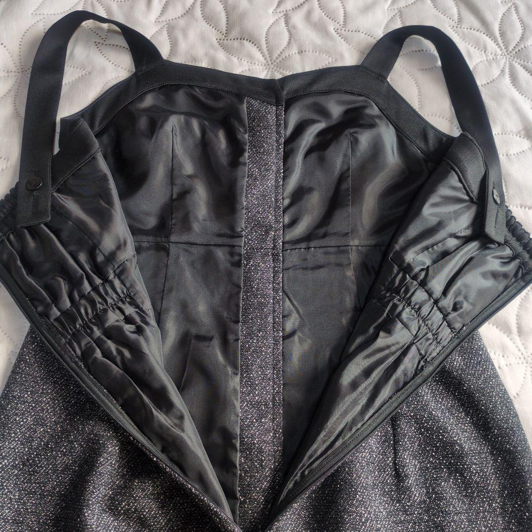 プロポーションボディドレッシング　ツイードロングジャンスカ　グレー×ブラック