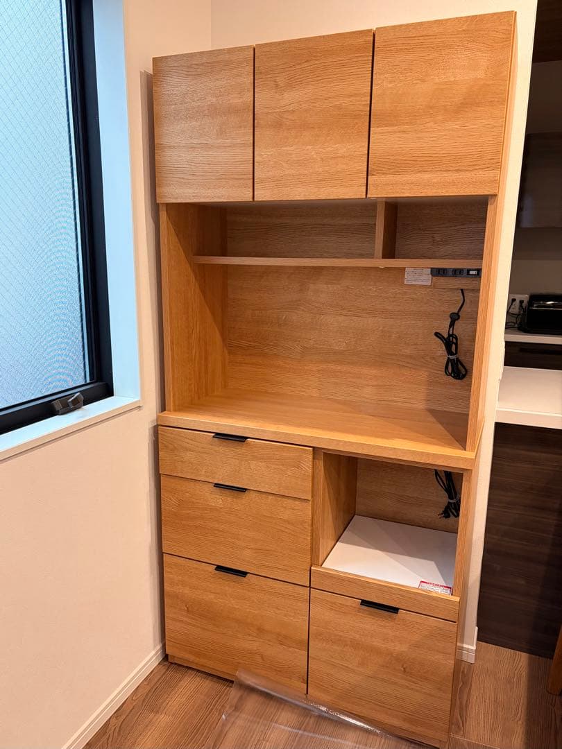 キッチンボード(エトナ90KB LBR) 食器棚　送料込み