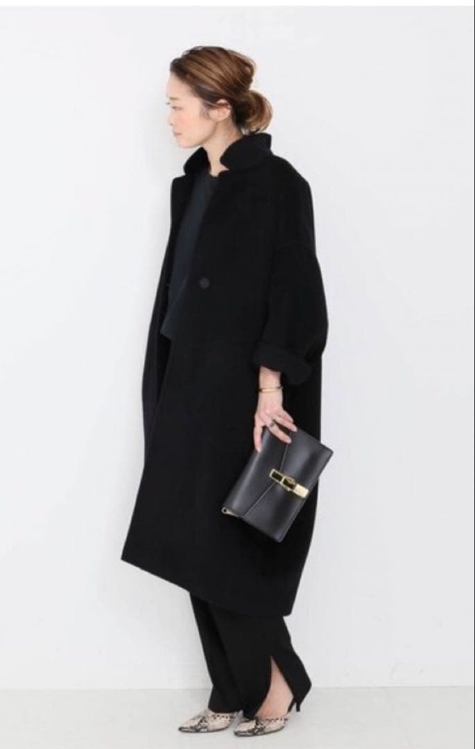 ドゥーズィエムクラス ウールアンゴラリバーコート＊黒