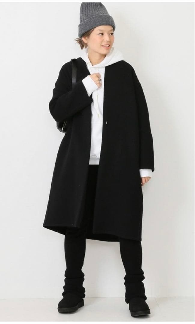 ドゥーズィエムクラス ウールアンゴラリバーコート＊黒