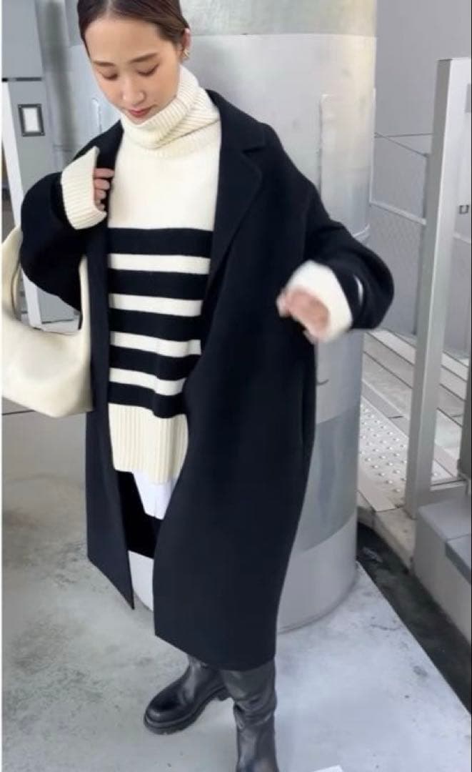 ドゥーズィエムクラス ウールアンゴラリバーコート＊黒