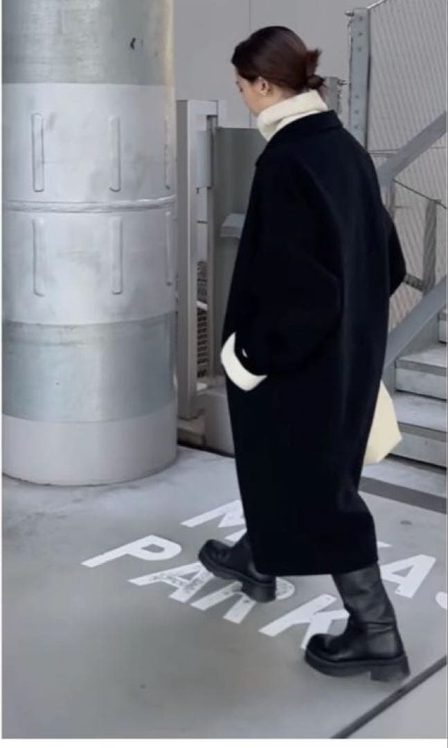 ドゥーズィエムクラス ウールアンゴラリバーコート＊黒