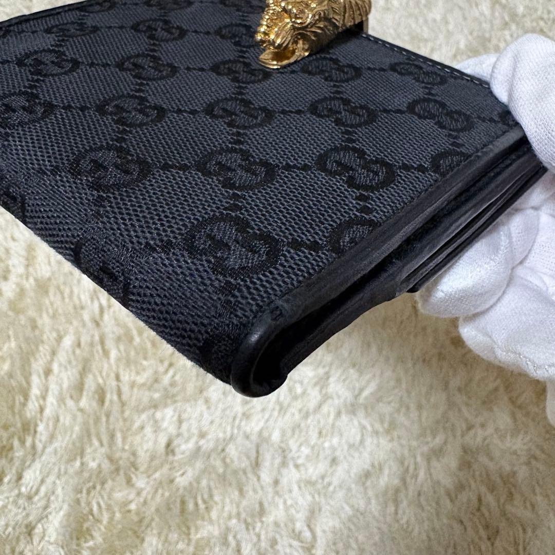 【希少】GUCCI グッチ　折り財布　GG柄　タイガーヘッド　ヴィンテージ