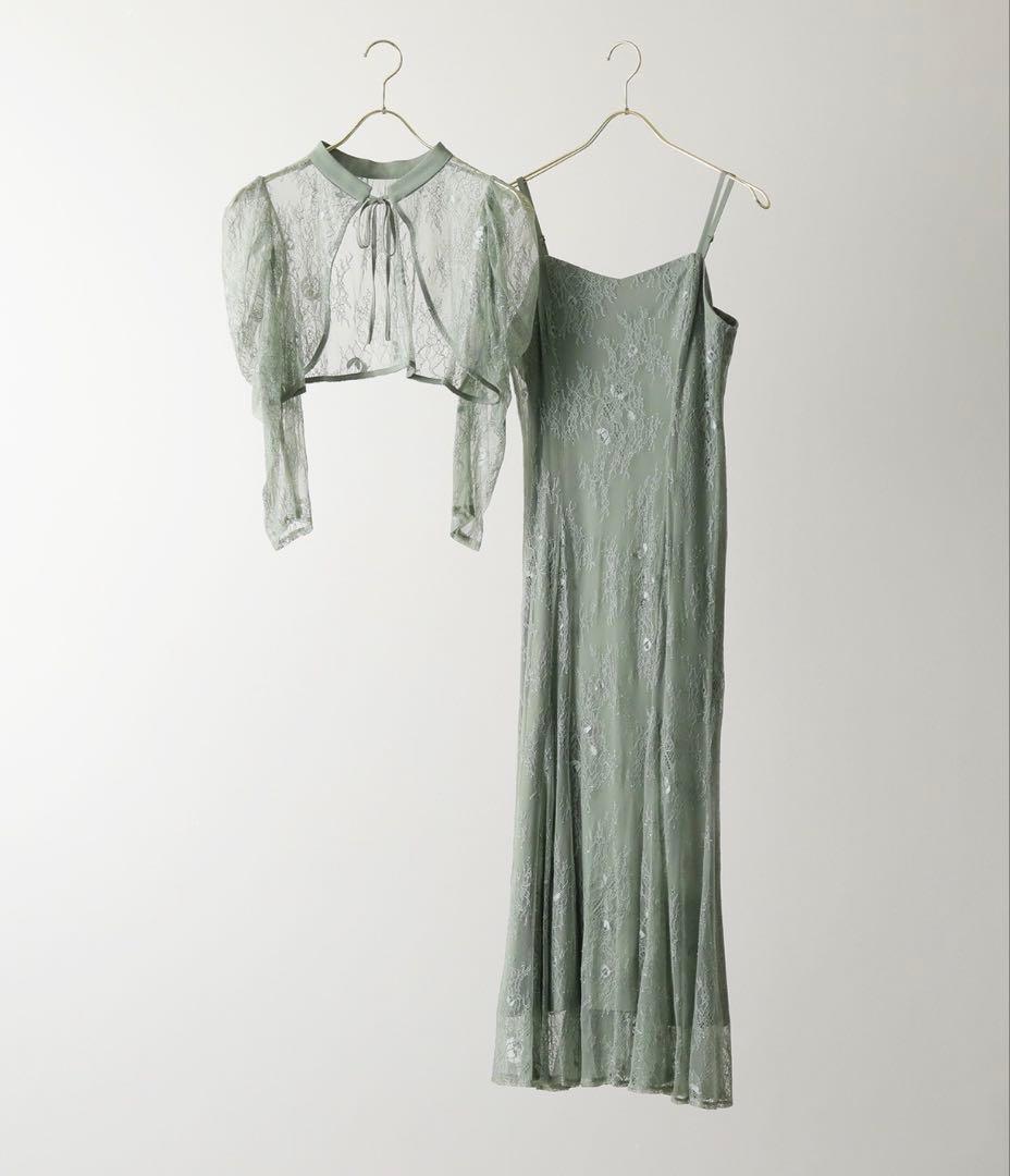 カナ　3way レースボレロセット フレア パーティー ドレス 2点 セット　L