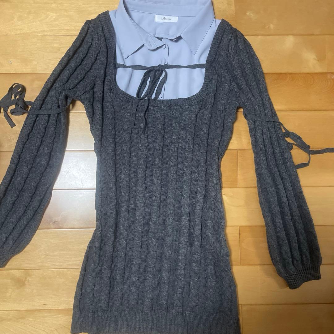 pium レイヤードケーブルニットワンピ