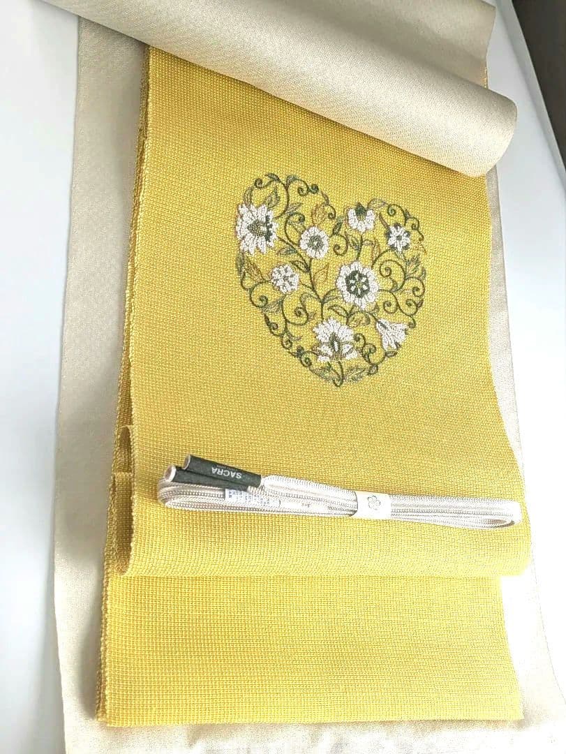 貴久樹手紬更紗オリエンタル文様八寸名古屋帯お仕立て上がり