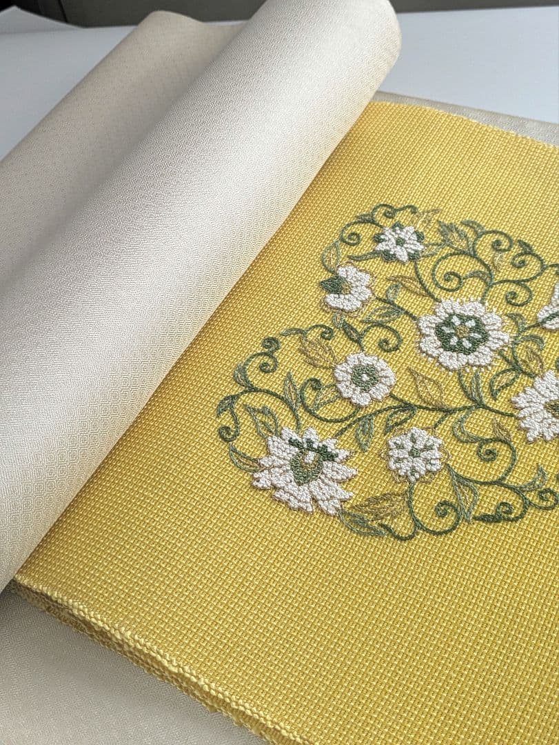 貴久樹手紬更紗オリエンタル文様八寸名古屋帯お仕立て上がり