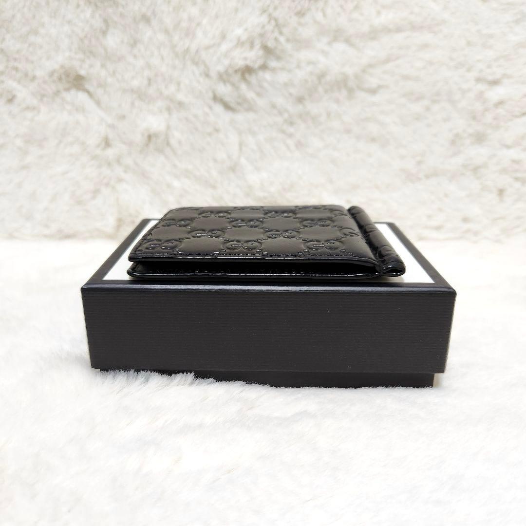 ✨極美品✨グッチ　マネークリップ　シマレザー　ブラック　ブラック
