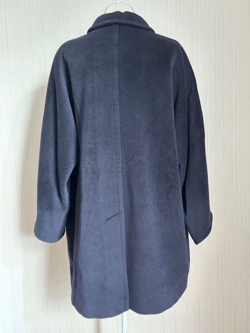 MaxMara マックスマーラ カシミヤ混 ウールコート 1枚袖 Aライン 紺色
